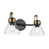 Kichler Farum 19.25 Inch 2 Light Vanity Light with Clear Glass in Black Model: 55154BKCLR