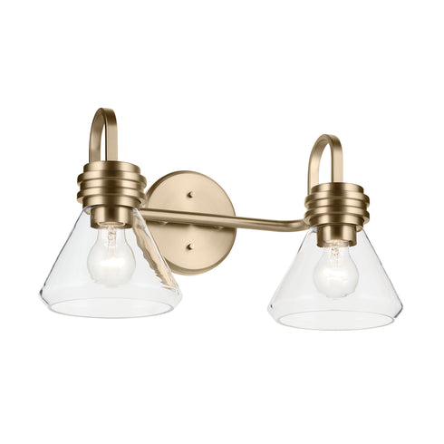 Kichler Farum 19.25 Inch 2 Light Vanity Light with Clear Glass in Black Model: 55154BKCLR