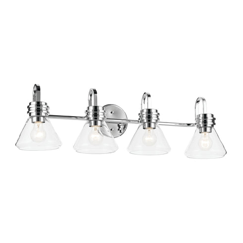 Kichler Farum 34 Inch 4 Light Vanity Light with Clear Glass in Black Model: 55156BKCLR