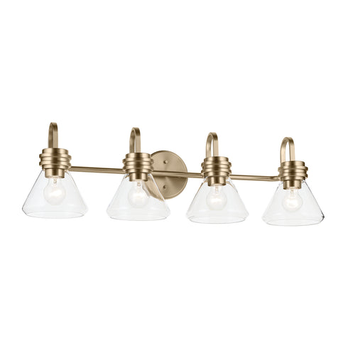 Kichler Farum 34 Inch 4 Light Vanity Light with Clear Glass in Black Model: 55156BKCLR