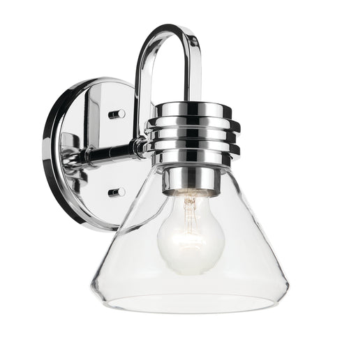 Kichler Farum 9.5 Inch 1 Light Wall Sconce with Clear Glass in Black Model: 55153BKCLR