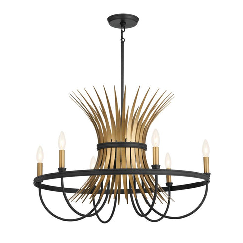 Kichler Felicity 29 Inch 6 Light Chandelier Black Model: 52458BK