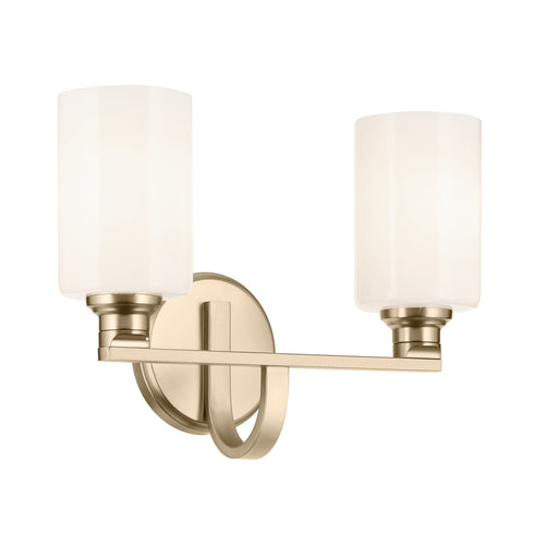 Kichler Gioe 14.25 Inch 2 Light Vanity Light with Opal Glass in Black Model: 55225BK