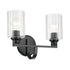 Kichler Gioe 14.25 Inch 2 Light Vanity Light with Opal Glass in Black Model: 55225BK
