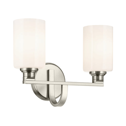 Kichler Gioe 14.25 Inch 2 Light Vanity Light with Opal Glass in Black Model: 55225BK