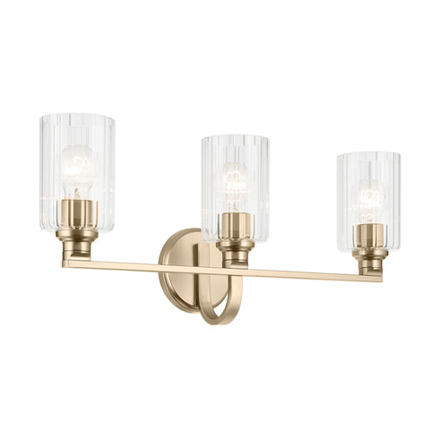Kichler Gioe 24.25 Inch 3 Light Vanity Light with Opal Glass in Black Model: 55226BK