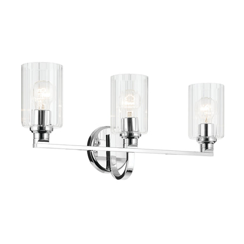 Kichler Gioe 24.25 Inch 3 Light Vanity Light with Opal Glass in Black Model: 55226BK