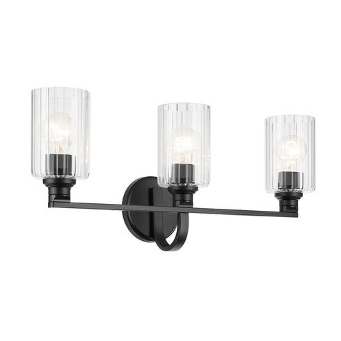 Kichler Gioe 24.25 Inch 3 Light Vanity Light with Opal Glass in Black Model: 55226BK