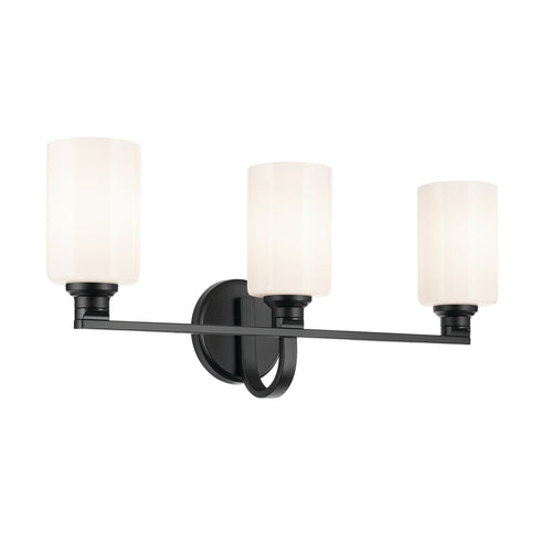 Kichler Gioe 24.25 Inch 3 Light Vanity Light with Opal Glass in Black Model: 55226BK