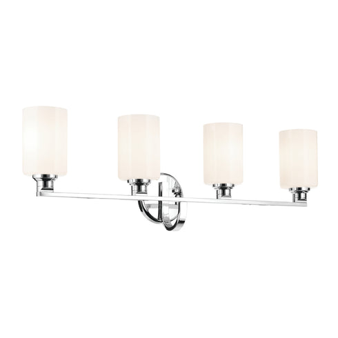 Kichler Gioe 32.25 Inch 4 Light Vanity Light with Opal Glass in Black Model: 55227BK