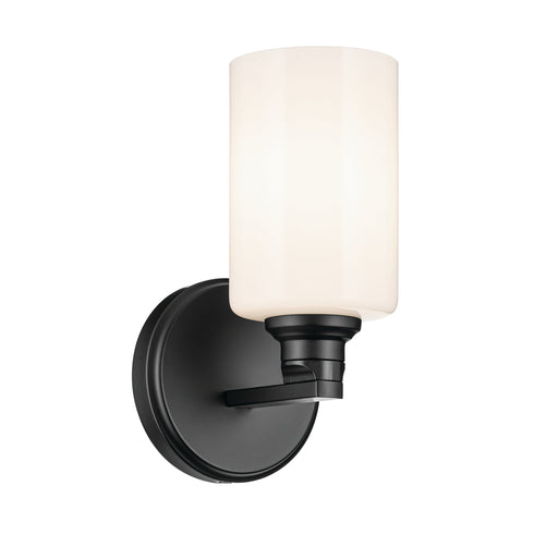 Kichler Gioe 9.5 Inch 1 Light Wall Sconce with Opal Glass in Black Model: 55224BK