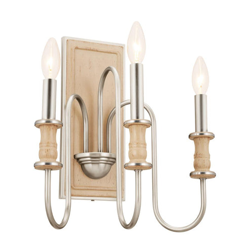 Kichler Karthe 14 Inch 3 Light Wall Sconce Brushed Model: 52473NI