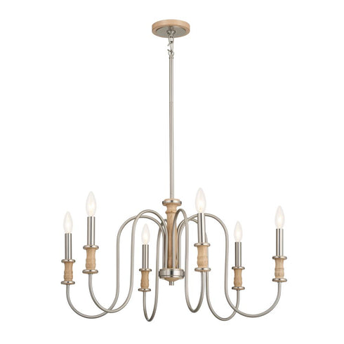 Kichler Karthe 28.5 Inch 6 Light Chandelier Brushed Model: 52470NI