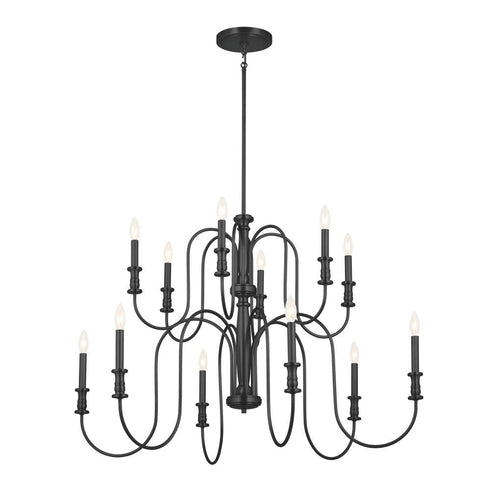Kichler Karthe 42 Inch 12 Light Chandelier Black Model: 52472BK
