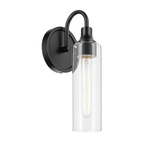 Kichler Kavi 13 Inch 1 Light Wall Sconce with Clear Glass in Black Model: 55209BK