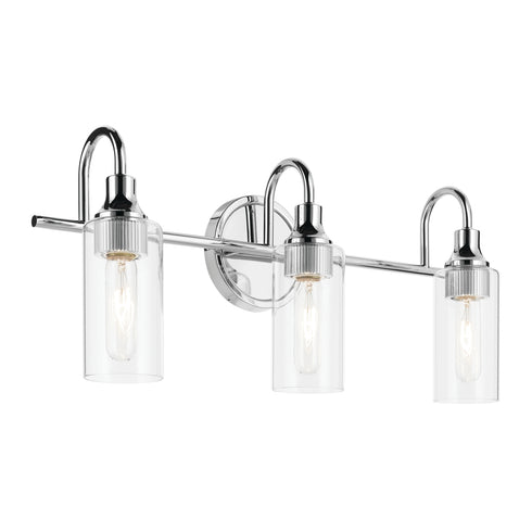 Kichler Kavi 23 Inch 3 Light Vanity Light with Clear Glass in Black Model: 55211BK