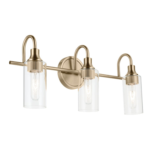 Kichler Kavi 23 Inch 3 Light Vanity Light with Clear Glass in Black Model: 55211BK