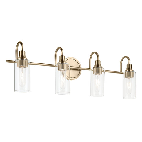 Kichler Kavi 31.5 Inch 4 Light Vanity Light with Clear Glass in Black Model: 55212BK