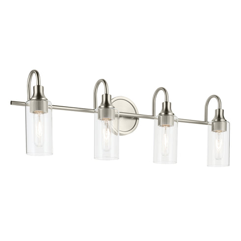 Kichler Kavi 31.5 Inch 4 Light Vanity Light with Clear Glass in Black Model: 55212BK