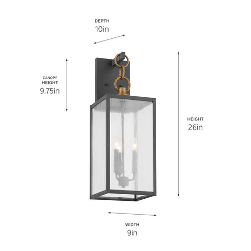 Kichler Lahden 26 Inch 3 Light Outdoor Wall Light Model: 59009WZC