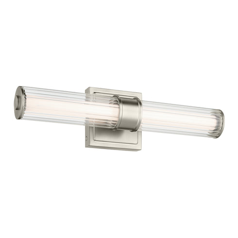 Kichler Laurene 18.5 Inch Linear Bath Bar Small LED with Clear Fluted Glass in Black Model: 55195BKLED