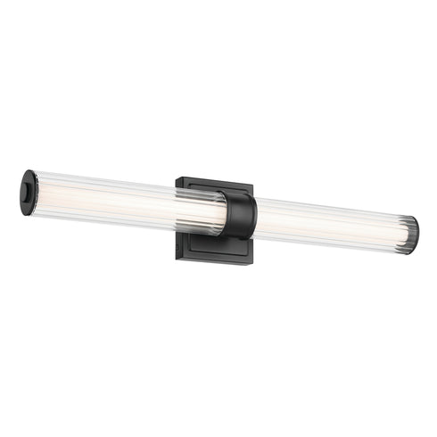 Kichler Laurene 26.5 Inch Linear Bath Bar Medium LED with Clear Fluted Glass in Black Model: 55196BKLED