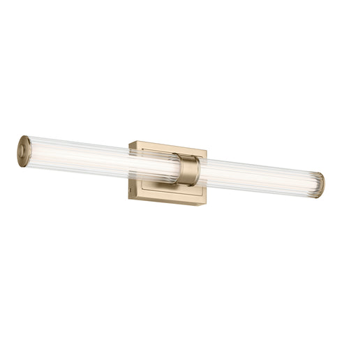 Kichler Laurene 31 Inch Linear Bath Bar Large LED with Clear Fluted Glass in Black Model: 55197BKLED