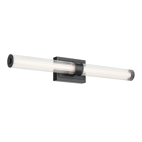 Kichler Laurene 31 Inch Linear Bath Bar Large LED with Clear Fluted Glass in Black Model: 55197BKLED