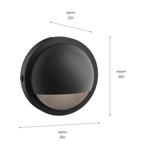 Kichler LED 12v 2700k Half Moon Deck Light Textured Model: 15764BKT27R