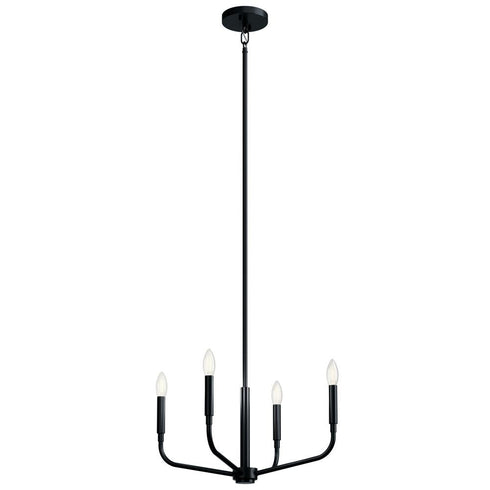 Kichler Madden Chandelie Semi Flush Mount 4 Light in Black Finish Model: 52716BK