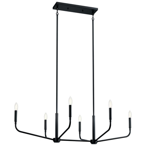 Kichler Madden Linear Chandelier 6 Light in Black Finish Model: 52721BK