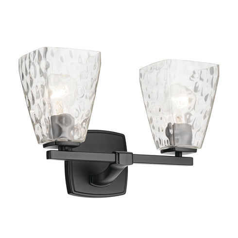 Kichler Marant 14.25 Inch 2 Light Vanity Light with Opal Glass in Black Model: 55215BK