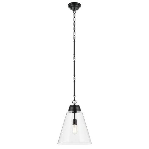 Kichler Marsailli 19.75 Inch 1 Light Large Pendant with Opal Glass in Black Model: 52662BK