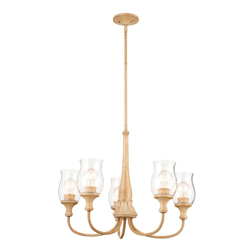 Kichler Melis 26.5 Inch 5 Light Chandelier Warm Maple Model: 52468WMP
