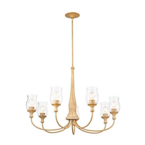 Kichler Melis 35.5 Inch 7 Light Chandelier Warm Maple Model: 52469WMP