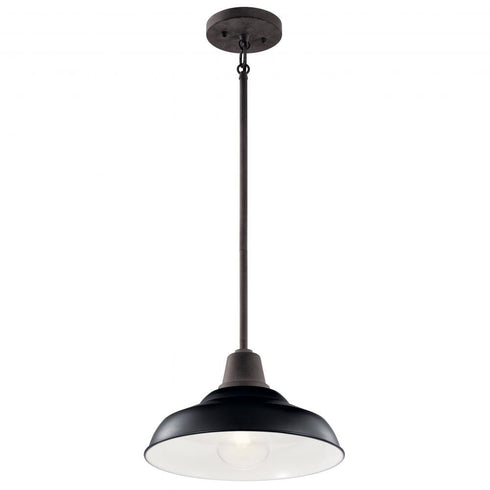 Kichler Pier 1 Light Outdoor Pendan Semi Flush Model: 49992BK