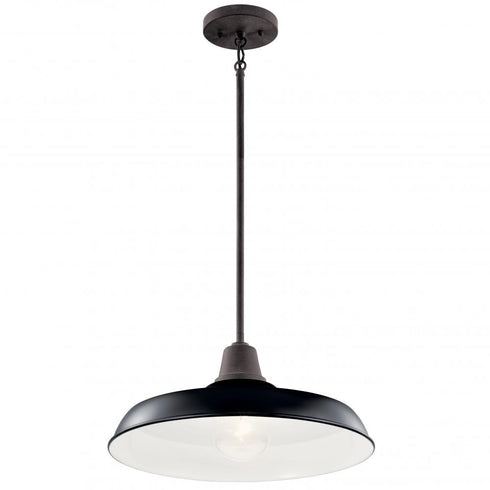 Kichler Pier 1 Light Outdoor Pendan Semi Flush Model: 49993BK