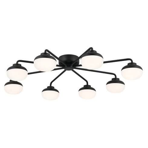 Kichler Remy Semi Flush 8 Light LED in Black Finish Model: 52608BK