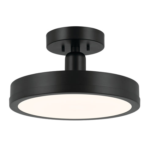 Kichler Riu Semi Flush 1 Light LED in Black Finish Model: 52589BK