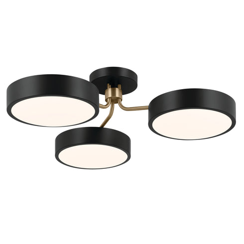 Kichler Sago Semi Flush 3 Light LED in Black Finish Model: 52604BKCPZ