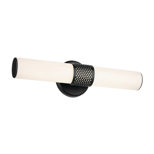 Kichler Sashi 18 Inch Bath Bar Small LED with White Glass in Black Model: 55191BKLED