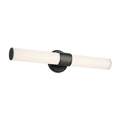 Kichler Sashi 24.25 Inch Bath Bar Medium LED with White Glass in Black Model: 55192BKLED