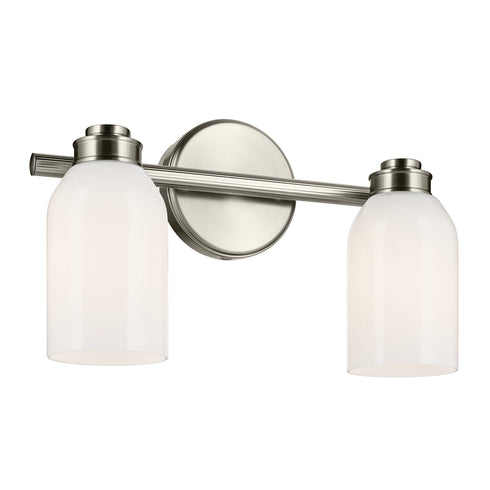 Kichler Shae 15 Inch 2 Light Vanity Light with White Opal Glass in Black Model: 55201BK