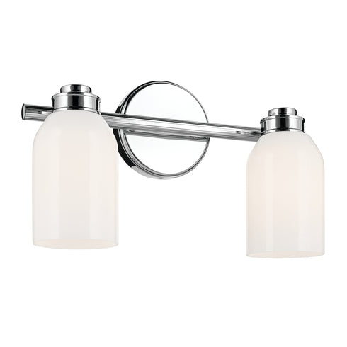 Kichler Shae 15 Inch 2 Light Vanity Light with White Opal Glass in Black Model: 55201BK