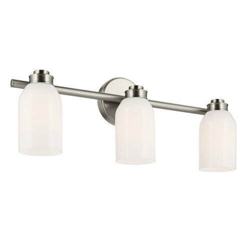 Kichler Shae 24.25 Inch 3 Light Vanity Light with White Opal Glass in Black Model: 55202BK