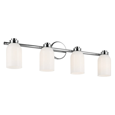 Kichler Shae 31 Inch 4 Light Vanity Light with White Opal Glass in Black Model: 55203BK
