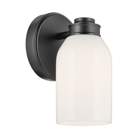 Kichler Shae 8.25 Inch 1 Light Wall Sconce with White Opal Glass in Black Model: 55200BK