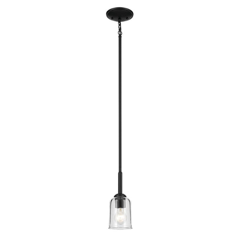 Kichler Shailene 11.25 Inch 1 Light Mini Bell Pendant with Clear Glass in Black Model: 43674BKCLR