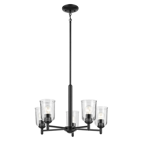 Kichler Shailene 15.25 Inch 5 Light Chandelier with Clear Glass in Black Model: 43671BKCLR