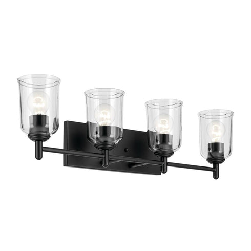 Kichler Shailene 29.75 Inch 4 Light Vanity Light with Clear Glass in Black Model: 45575BKCLR